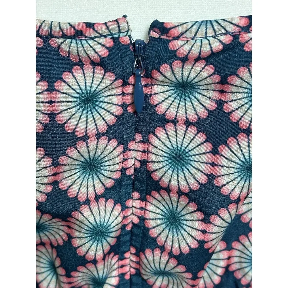 J Crew Print Seaside Pink Blue‎ Spaghetti Strap Cocktail Party Dress Size (2)